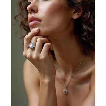 Bague Dahlia Pierre de Lune et Argent 925 | ADEN Design Vintage | Bijou Mystique