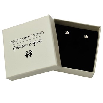Boucles d'oreilles fleur sertie d'oxyde de zirconium Plaqué OR 750 3 microns