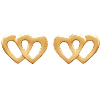 Boucles d'oreilles 2 coeurs Plaqué OR 750 3 microns