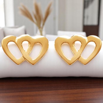 Boucles d'oreilles 2 coeurs Plaqué OR 750 3 microns