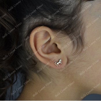 Boucles d'oreilles cheval Plaqué OR 750 3 microns