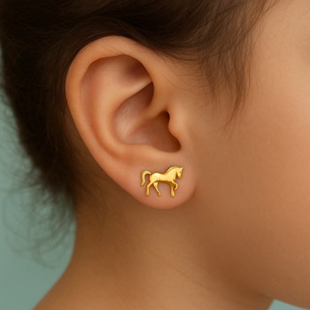 Boucles d'oreilles cheval Plaqué OR 750 3 microns
