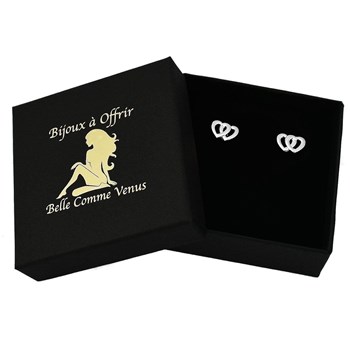 Boucles d'oreilles 2 coeurs Argent 925 Rhodié