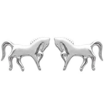 Boucles d'oreilles cheval Argent 925 Rhodié