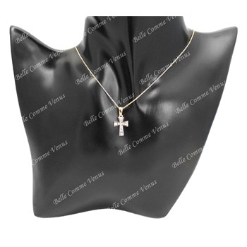 Cross necklace set with zirconium oxide Gold-plated 750 3 microns