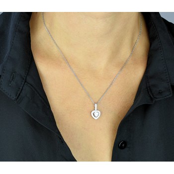 Necklace 2 zirconium oxide hearts Silver 925 Rhodium plated