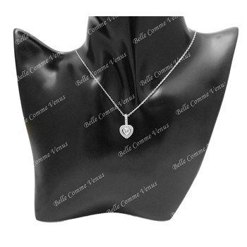 Necklace 2 zirconium oxide hearts Silver 925 Rhodium plated