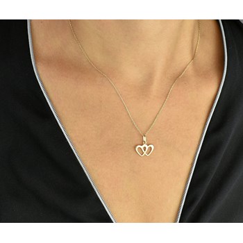 Necklace 2 openwork intertwined hearts Gold-plated 750 3 microns