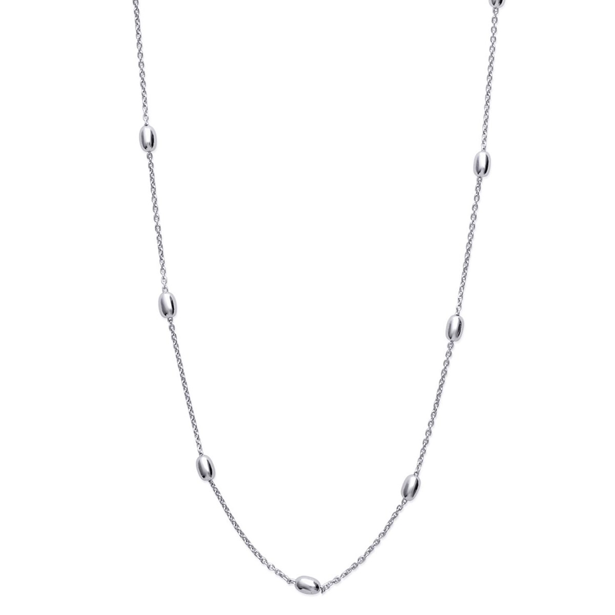 Collier suite de billes ovales Argent 925 Rhodié