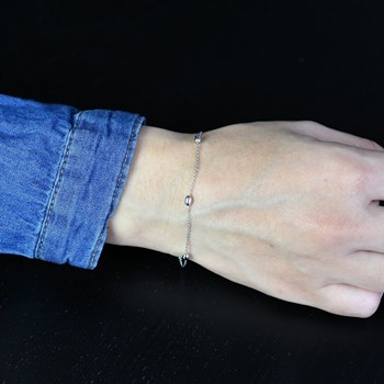 Bracelet suite de 5 billes ovales Argent 925 Rhodié