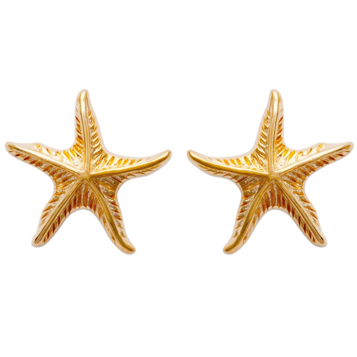 Boucles d'oreilles étoile de mer ciselée Plaqué OR 750 3 microns