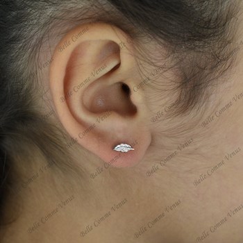 Boucles d'oreilles petite plume Argent 925 Rhodié