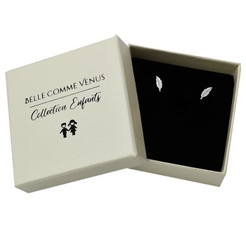 Boucles d'oreilles petite plume Argent 925 Rhodié