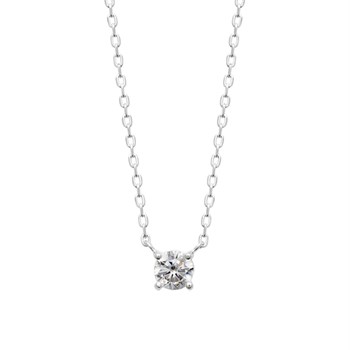 Solitaire zirconium oxide necklace Silver 925 Rhodium plated