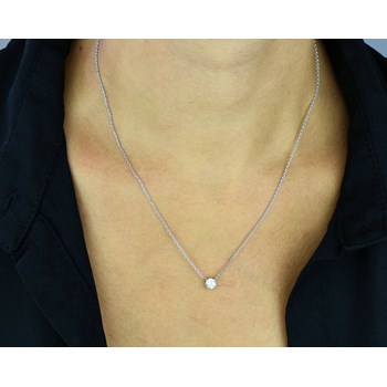 Solitaire zirconium oxide necklace Silver 925 Rhodium plated