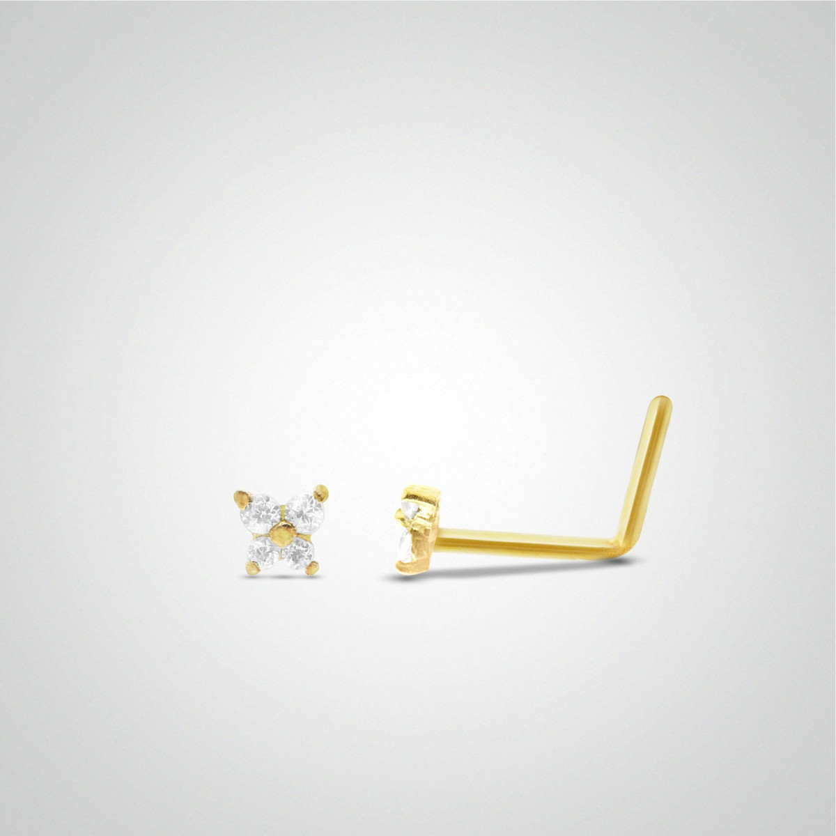 Piercing de nez papillon or jaune avec barre pliée