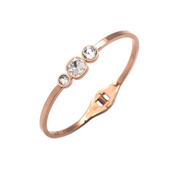 Bracelet rigide en acier cuivré orné de cristaux Swarovski avec pierres Crystal