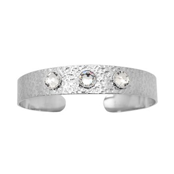 Bracelet rigide en acier argenté orné de cristaux Swarovski avec pierres Crystal