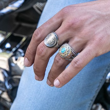 Bague Homme Tête Indien Pièce Argent