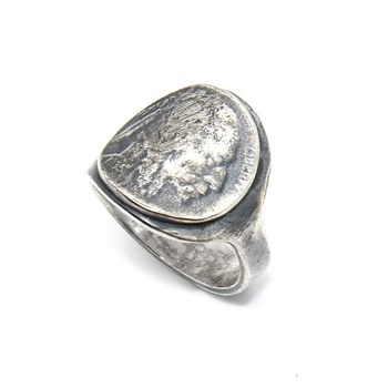 Bague Homme Tête Indien Pièce Argent