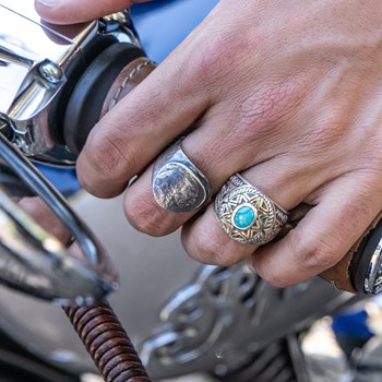 Bague Homme Argent Soleil Ethnique Turquoise