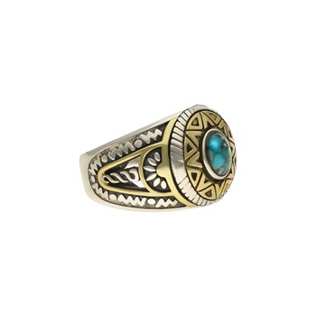 Bague Homme Argent Soleil Ethnique Turquoise