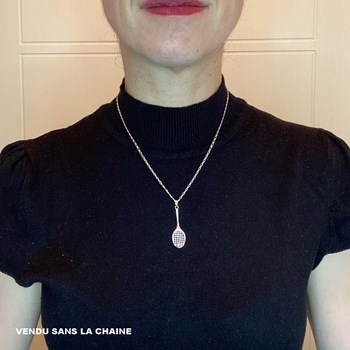 Pendentif grande raquette de tennis et balle de tennis - Argent massif