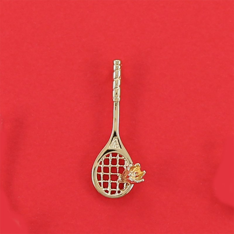 Pendentif badminton : raquette et volant - Plaqué or - vue 3