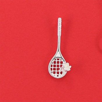 Pendentif badminton : raquette et volant - Argent massif