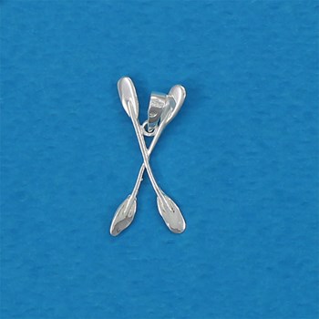 Pendentif paire de pagaie de canoé-kayak - Argent massif