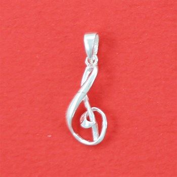 Pendentif clef de sol stylisée - Argent massif