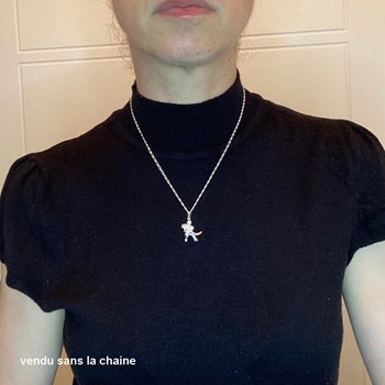 Pendentif joueur de hockey - Argent massif