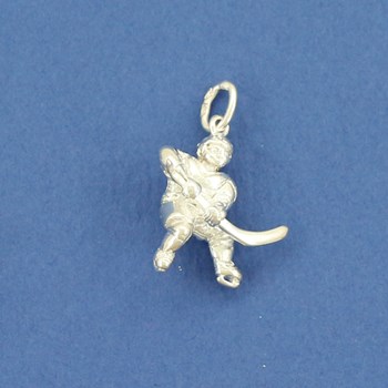 Pendentif joueur de hockey - Argent massif