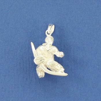 Pendentif gardien de hockey - Argent massif