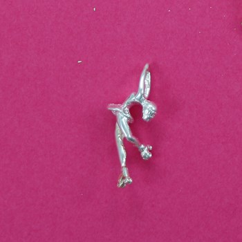 Pendentif patineuse à roulettes - Argent massif