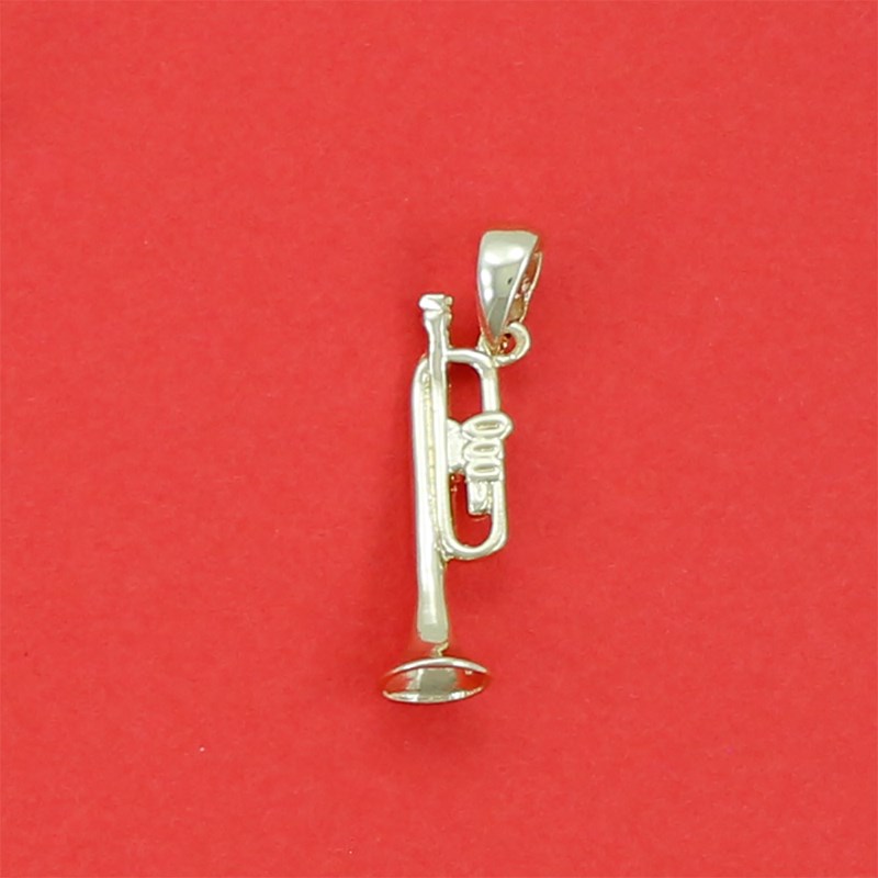 Pendentif trompette - Plaqué or - vue 3