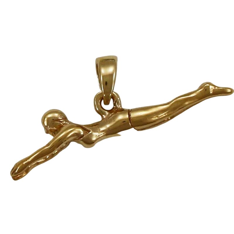 Pendentif nouvelle édition nageuse brasse - Plaqué or