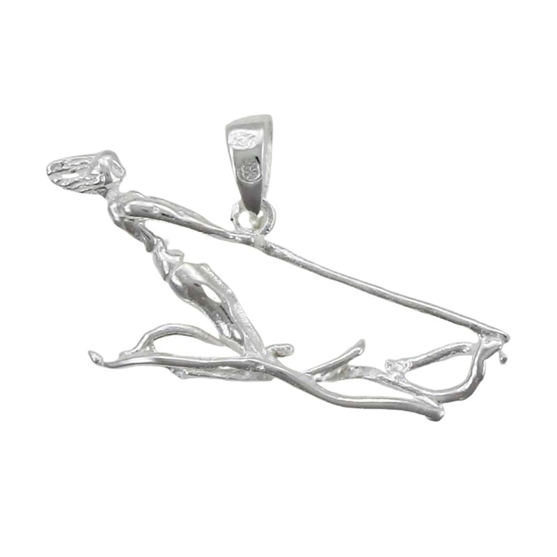 Pendentif skieuse nautique - Argent massif