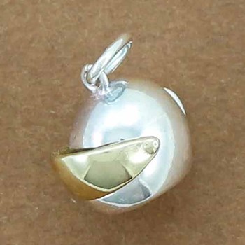 Pendentif casque de moto avec visière articulée - Argent massif