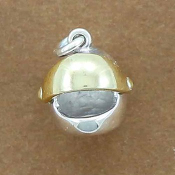 Pendentif casque de moto avec visière articulée - Argent massif