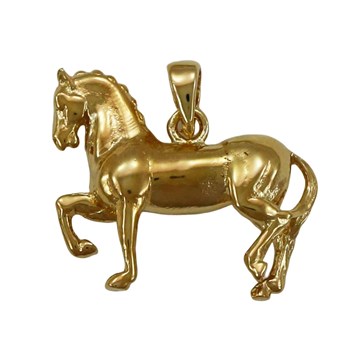 Pendentif cheval lipizzan au pas espagnol - Plaqué or