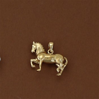 Pendentif cheval lipizzan au pas espagnol - Plaqué or
