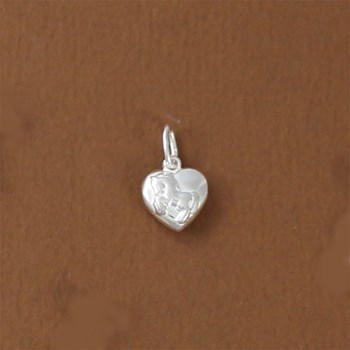 Pendentif coeur et cheval cabré - Argent massif
