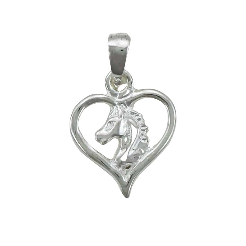 Pendentif coeur et tête de cheval - Argent massif