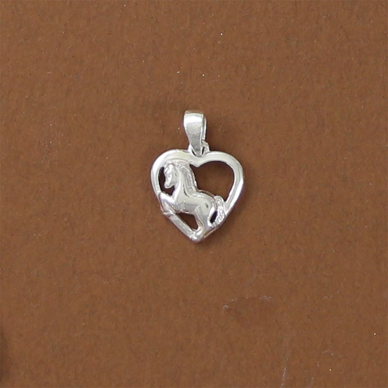 Pendentif cheval et coeur - Argent massif - vue 3