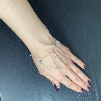 Bracelet patinage cinq breloques - Argent massif