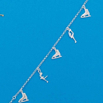 Bracelet patinage cinq patins - Argent massif