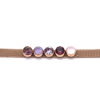 Bracelet en acier cuivré orné de cristaux Swarovski avec pierres Crystal violet et rose