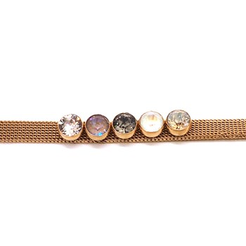 Bracelet en acier doré orné de cristaux Swarovski avec pierres Crystal cappuccino, gris et jaune