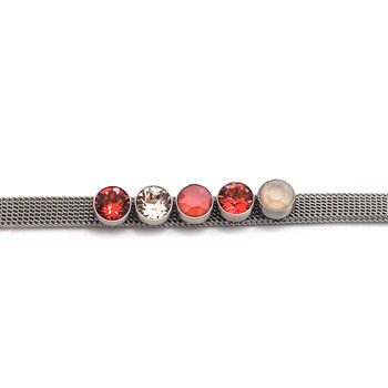 Bracelet en acier argenté orné de cristaux Swarovski avec pierres Crystal coral et ivoire
